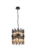 Cucine 26cm Glass Rod Pendant Round, 6 Light G9, Black Chrome/Smoke