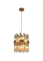 Cucine 26cm Glass Rod Pendant Round, 6 Light G9, Brass/Cognac