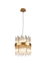 Cucine 26cm Glass Rod Pendant Round, 6 Light G9, Brass/Clear