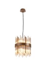 Cucine 26cm Glass Rod Pendant Round, 6 Light G9, Painted Matt Bronze/Cognac