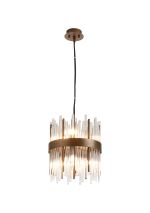 Cucine 26cm Glass Rod Pendant Round, 6 Light G9, Painted Matt Bronze/Clear