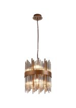 Cucine 26cm Glass Rod Pendant Round, 6 Light G9, Painted Matt Bronze/Smoke