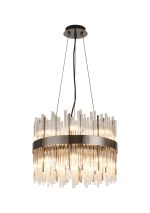 Cucine 40cm Glass Rod Pendant Round, 12 Light G9, Black Chrome/Clear