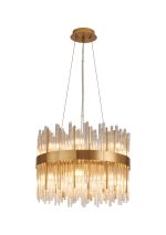 Cucine 40cm Glass Rod Pendant Round, 12 Light G9, Brass/Clear
