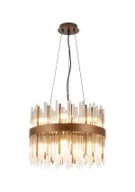 Cucine 40cm Glass Rod Pendant Round, 12 Light G9, Painted Matt Bronze/Clear