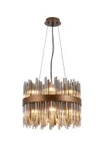 Cucine 40cm Glass Rod Pendant Round, 12 Light G9, Painted Matt Bronze/Smoke