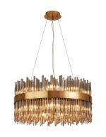 Cucine 60cm Glass Rod Pendant Round, 18 Light G9, Brass/Smoke Item Weight: 19kg