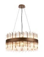 Cucine 60cm Glass Rod Pendant Round, 18 Light G9, Painted Matt Bronze/Clear Item Weight: 19kg