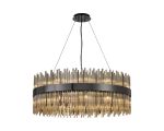 Cucine 80cm Glass Rod Pendant Round, 24 Light G9, Black Chrome/Cognac Item Weight: 18kg