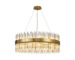Cucine 80cm Glass Rod Pendant Round, 24 Light G9, Brass/Clear Item Weight: 18kg