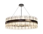 Cucine 100cm Glass Rod Pendant Round, 30 Light G9, Black Chrome/Clear Item Weight: 23kg