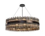 Cucine 100cm Glass Rod Pendant Round, 30 Light G9, Black Chrome/Smoke Item Weight: 23kg