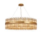 Cucine 100cm Glass Rod Pendant Round, 30 Light G9, Brass/Cognac Item Weight: 23kg