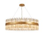 Cucine 100cm Glass Rod Pendant Round, 30 Light G9, Brass/Clear Item Weight: 23kg