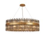 Cucine 100cm Glass Rod Pendant Round, 30 Light G9, Brass/Smoke Item Weight: 23kg