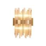 Cucine Glass Rod Wall Light, 4 Light G9, Brass/Cognac