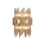 Cucine Glass Rod Wall Light, 4 Light G9, Brass/Smoke