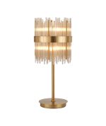 Cucine Glass Rod Table Lamp, 6 Light G9, Brass/Cognac
