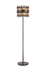 Cucine Glass Rod Floor Lamp, 10 Light G9, Black Chrome/Smoke Item Weight: 16kg