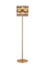 Cucine Glass Rod Floor Lamp, 10 Light G9, Brass/Smoke Item Weight: 16kg