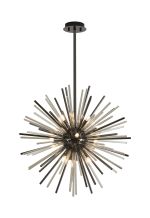 Cucine 55cm Sputnik Glass Rod Pendant Round, 9 Light G9, Black Chrome/Cognac