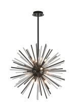 Cucine 55cm Sputnik Glass Rod Pendant Round, 9 Light G9, Black Chrome/Clear