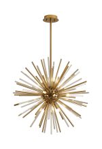 Cucine 55cm Sputnik Glass Rod Pendant Round, 9 Light G9, Brass/Cognac