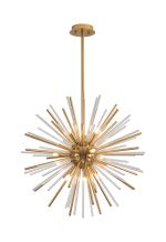 Cucine 55cm Sputnik Glass Rod Pendant Round, 9 Light G9, Brass/Clear