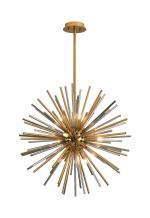 Cucine 55cm Sputnik Glass Rod Pendant Round, 9 Light G9, Brass/Smoke
