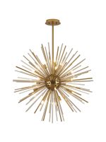 Cucine 75cm Sputnik Glass Rod Pendant Round, 18 Light G9, Brass/Cognac