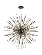 Cucine 110cm Sputnik Glass Rod Pendant Round, 24 Light G9, Black Chrome/Cognac Item Weight: 15kg