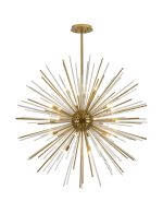 Cucine 110cm Sputnik Glass Rod Pendant Round, 24 Light G9, Brass/Clear Item Weight: 15kg