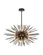 Cucine 75cm Sputnik Glass Rod Pendant Horizontal Oval, 18 Light G9, Black Chrome/Smoke
