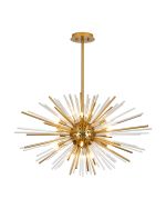 Cucine 75cm Sputnik Glass Rod Pendant Horizontal Oval, 18 Light G9, Brass/Clear