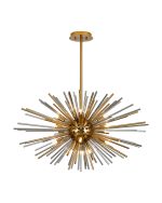 Cucine 75cm Sputnik Glass Rod Pendant Horizontal Oval, 18 Light G9, Brass/Smoke