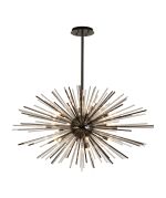 Cucine 110cm Sputnik Glass Rod Pendant Horizontal Oval, 24 Light G9, Black Chrome/Clear