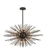 Cucine 110cm Sputnik Glass Rod Pendant Horizontal Oval, 24 Light G9, Black Chrome/Smoke