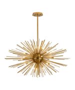 Cucine 110cm Sputnik Glass Rod Pendant Horizontal Oval, 24 Light G9, Brass/Cognac