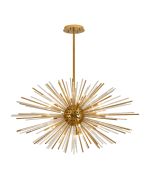 Cucine 110cm Sputnik Glass Rod Pendant Horizontal Oval, 24 Light G9, Brass/Clear