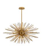Cucine 110cm Sputnik Glass Rod Pendant Horizontal Oval, 24 Light G9, Brass/Smoke