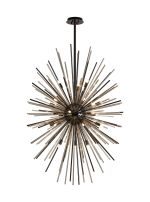 Cucine 80cm Sputnik Glass Rod Pendant Vertical Oval, 24 Light G9, Black Chrome/Cognac