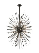 Cucine 80cm Sputnik Glass Rod Pendant Vertical Oval, 24 Light G9, Black Chrome/Clear