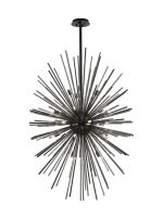 Cucine 80cm Sputnik Glass Rod Pendant Vertical Oval, 24 Light G9, Black Chrome/Smoke