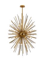 Cucine 80cm Sputnik Glass Rod Pendant Vertical Oval, 24 Light G9, Brass/Smoke
