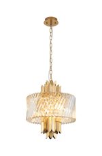 Lola 43cm Pendant, 6 x E14, Brass/Clear