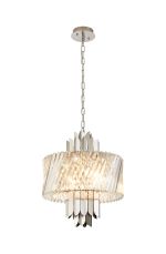 Lola 43cm Pendant, 6 x E14, Satin Nickel/Clear