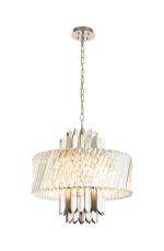 Lola 55cm Pendant, 9 x E14, Satin Nickel/Clear