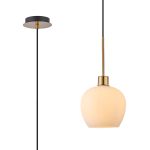 Lori 1.7m Single Pendant, 1 Light Adjustable E27, Antique Gold/Opal Wine Shades