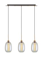 Lori Linear Pendant, 3 Light Adjustable E27, Antique Gold/Iridescent Slim Curved Trapezium Shades