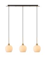 Lori Linear Pendant, 3 Light Adjustable E27, Antique Gold/Opal Wine Shades